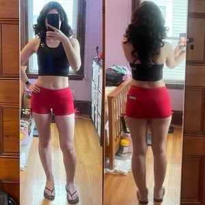 SOLD- Savage Barbell gym shorts- Red- Size Large